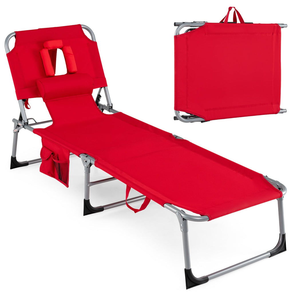 Adjustable Tanning Chaise Lounge Set of 2 with Face Hole