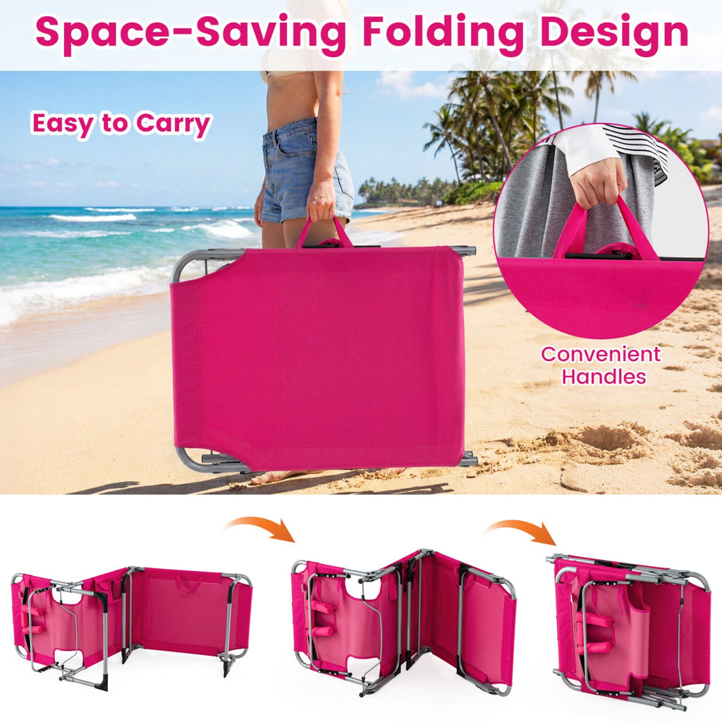 Adjustable Tanning Chaise Lounge Set of 2 with Face Hole