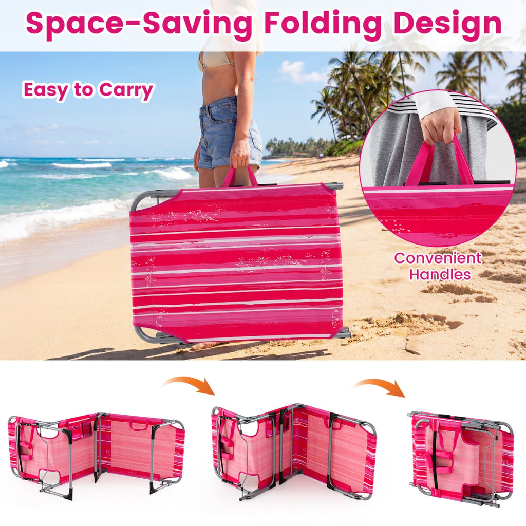 Adjustable Tanning Chaise Lounge Set of 2 with Face Hole