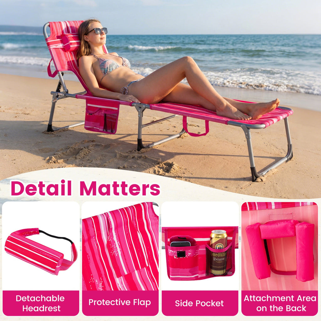 Adjustable Tanning Chaise Lounge Set of 2 with Face Hole