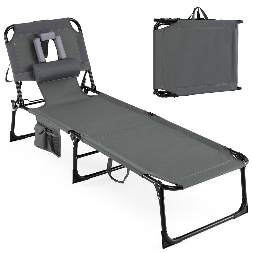 Adjustable Tanning Chaise Lounge Set of 2 with Face Hole