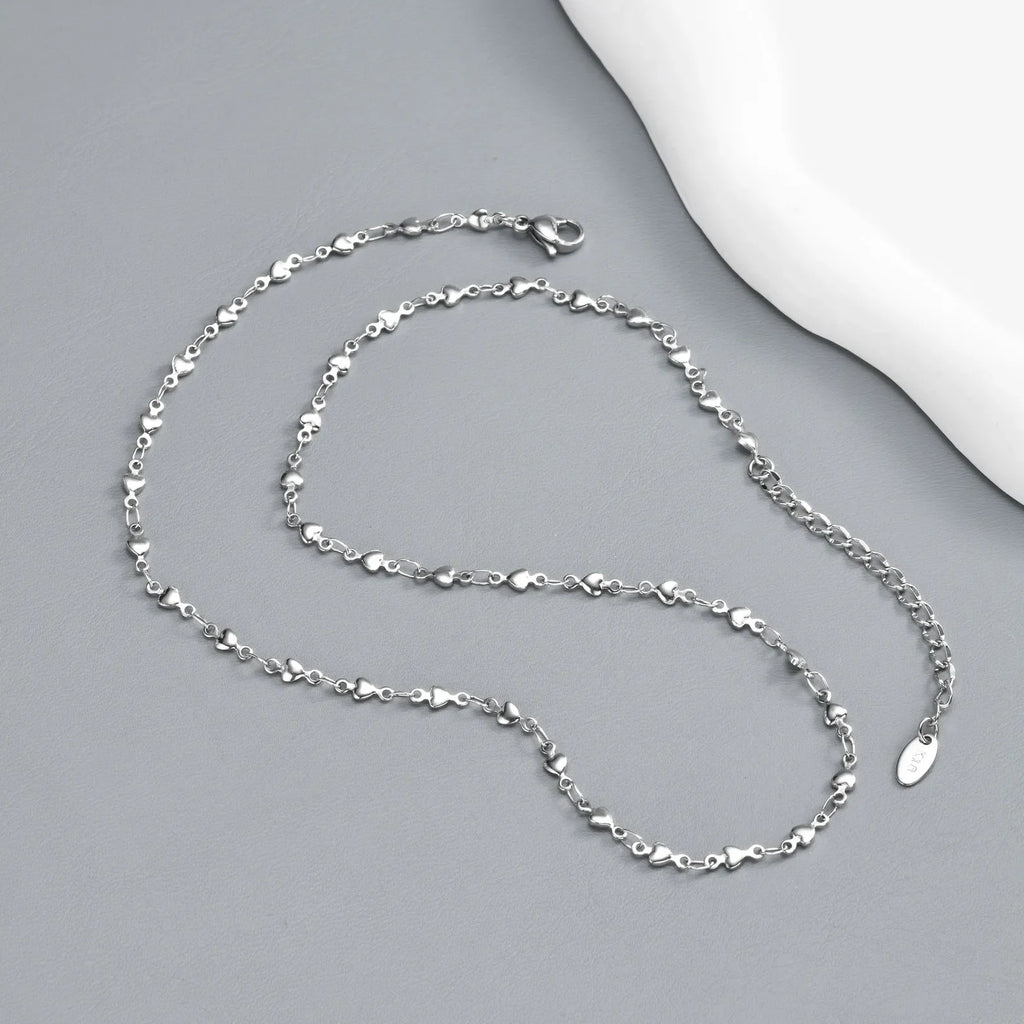 Vnox Minimalist Heart Link Chain Necklace Trendy Stainless Steel Stacked Clavicle Chain Party Daily Jewelry