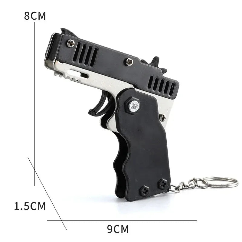 Folding Rubber Band Shooter Keychain Gun | 60-Piece Party Toy Set for Family Fun