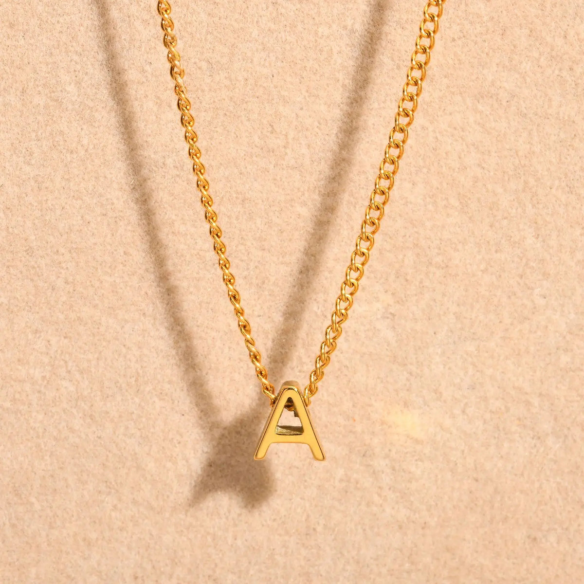 Vnox Chic Tiny A-Z Letters Necklaces for Women Girls, Gold Color Stainless Steel Initial Chokers,Small Pendent Necklaces Jewelry