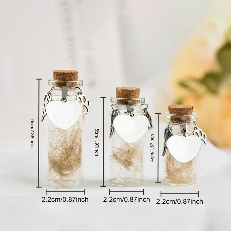 Pet Memorial Bottle for Pet Hair | Glass Keepsake Urn with Silver Accessories