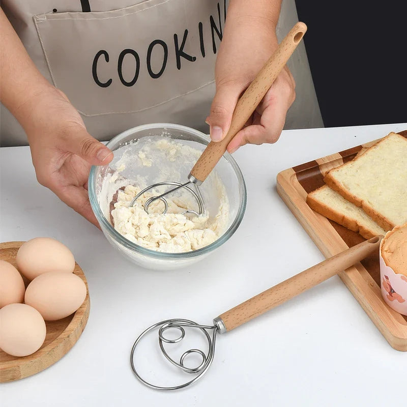 10 Inch Danish Dough Whisk | Hand Blender for Bread, Batter, and Eggs