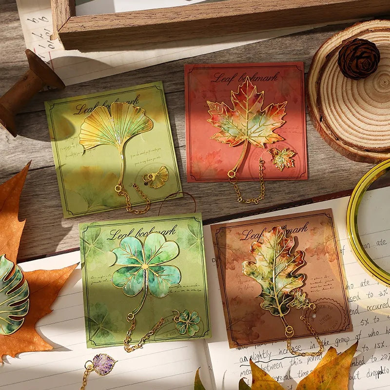 1 Pcs Vintage Leaf Bookmark With Metal Pendant Reading Accessory Gift for Book Lovers Student Teacher Writer