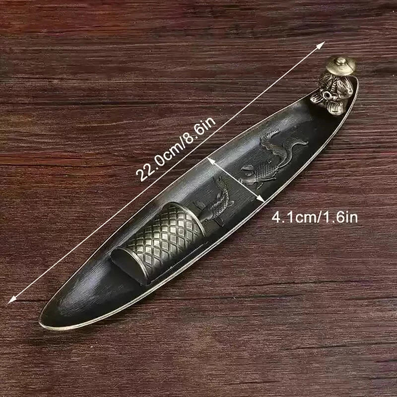 Fishing Old Man Incense Burner | Decorative Metal Boat Incense Holder