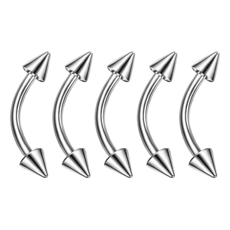 1/5Pcs Eyebrow Lip Piercing Banana Shape Lip Ring Stainless Steel Curved Barbell Stud Helix Navel Cartilage Earring Body Jewelry