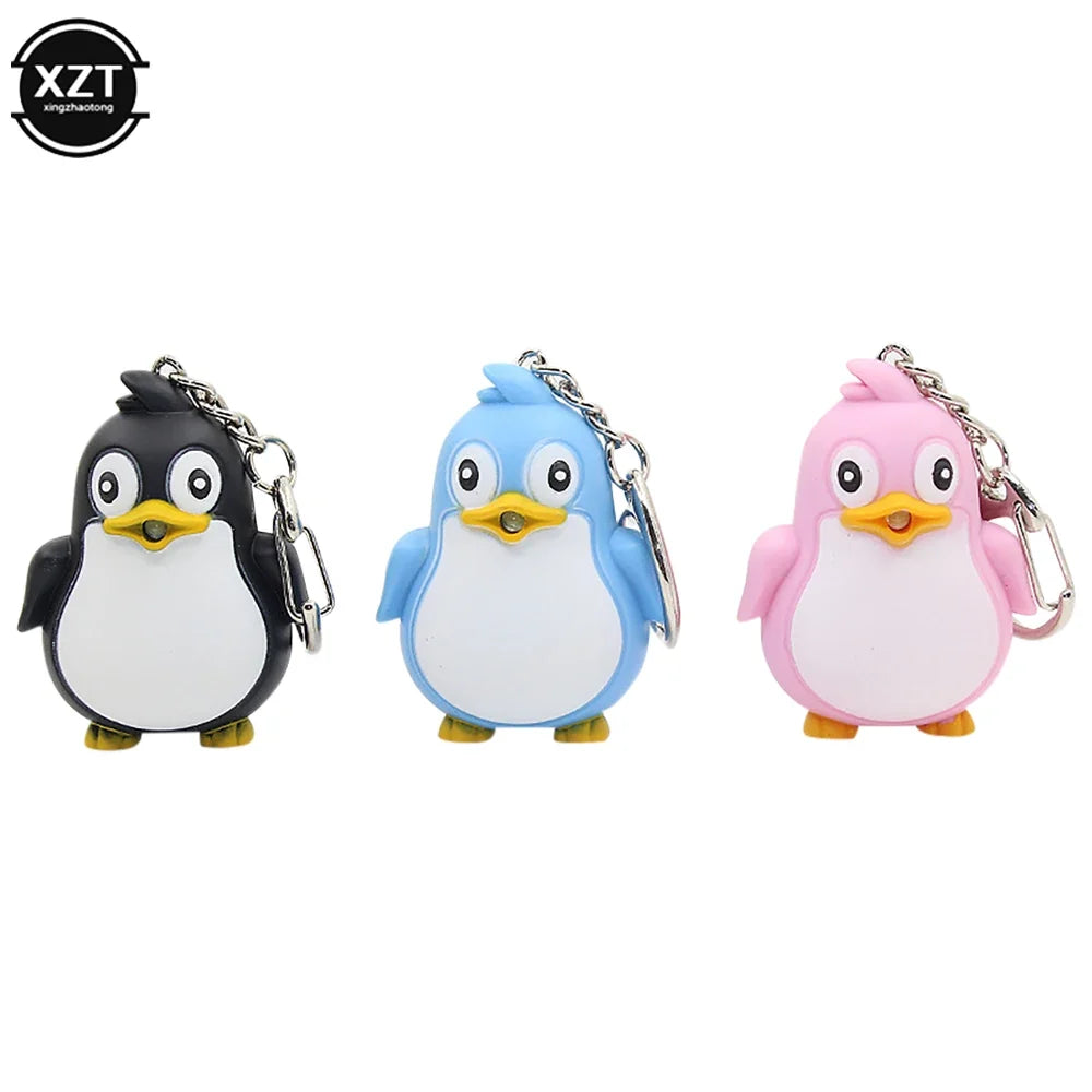 Adorable Penguin Keychain with LED Light and Sound | Fun Cartoon Car Pendant
