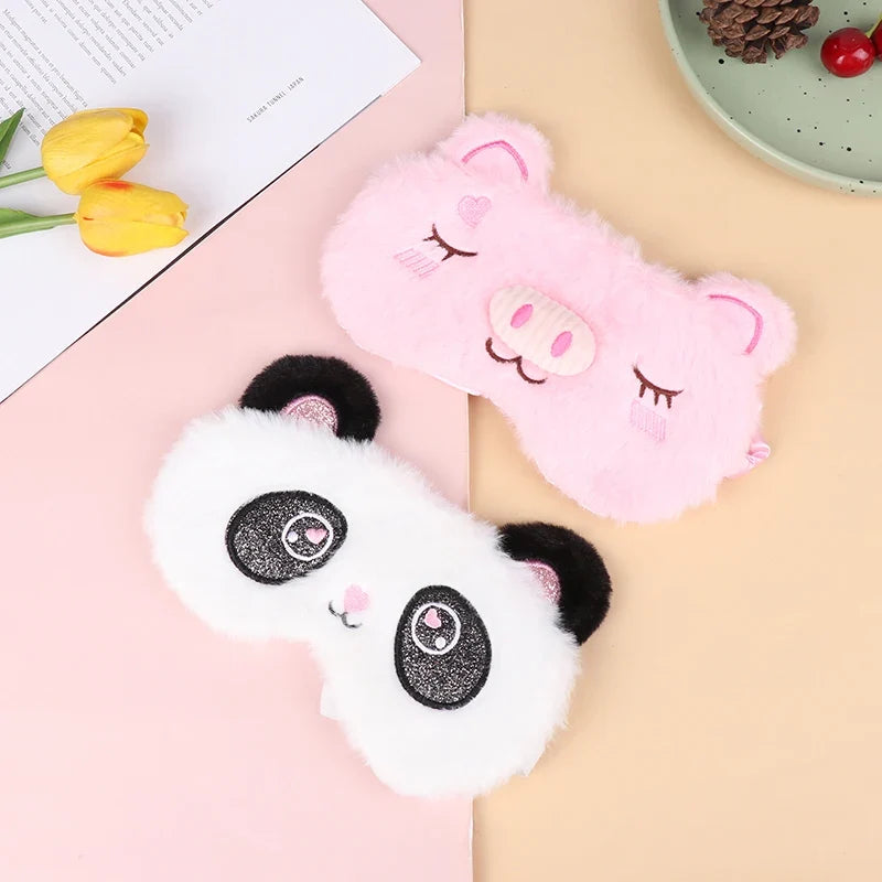 Plush Cute Grey Cat Sleep Mask | Light Blocking Eye Shade for Travel and Home