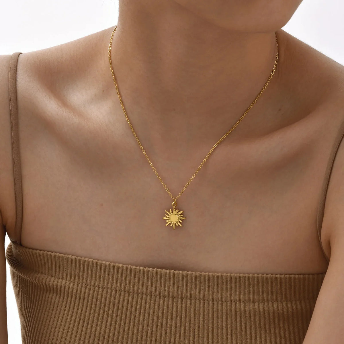Greek Sun Necklace for Women | Stainless Steel Spiral Pendant Necklace