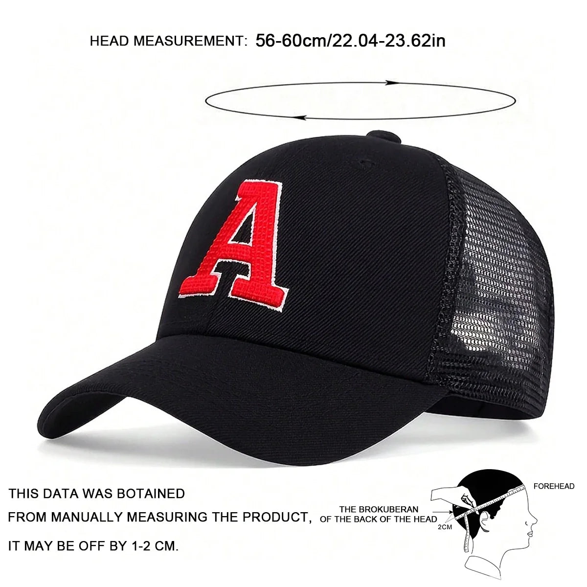 Unisex A Letter Embroidered Baseball Cap | Spring Summer Outdoor Adjustable Sun Hat