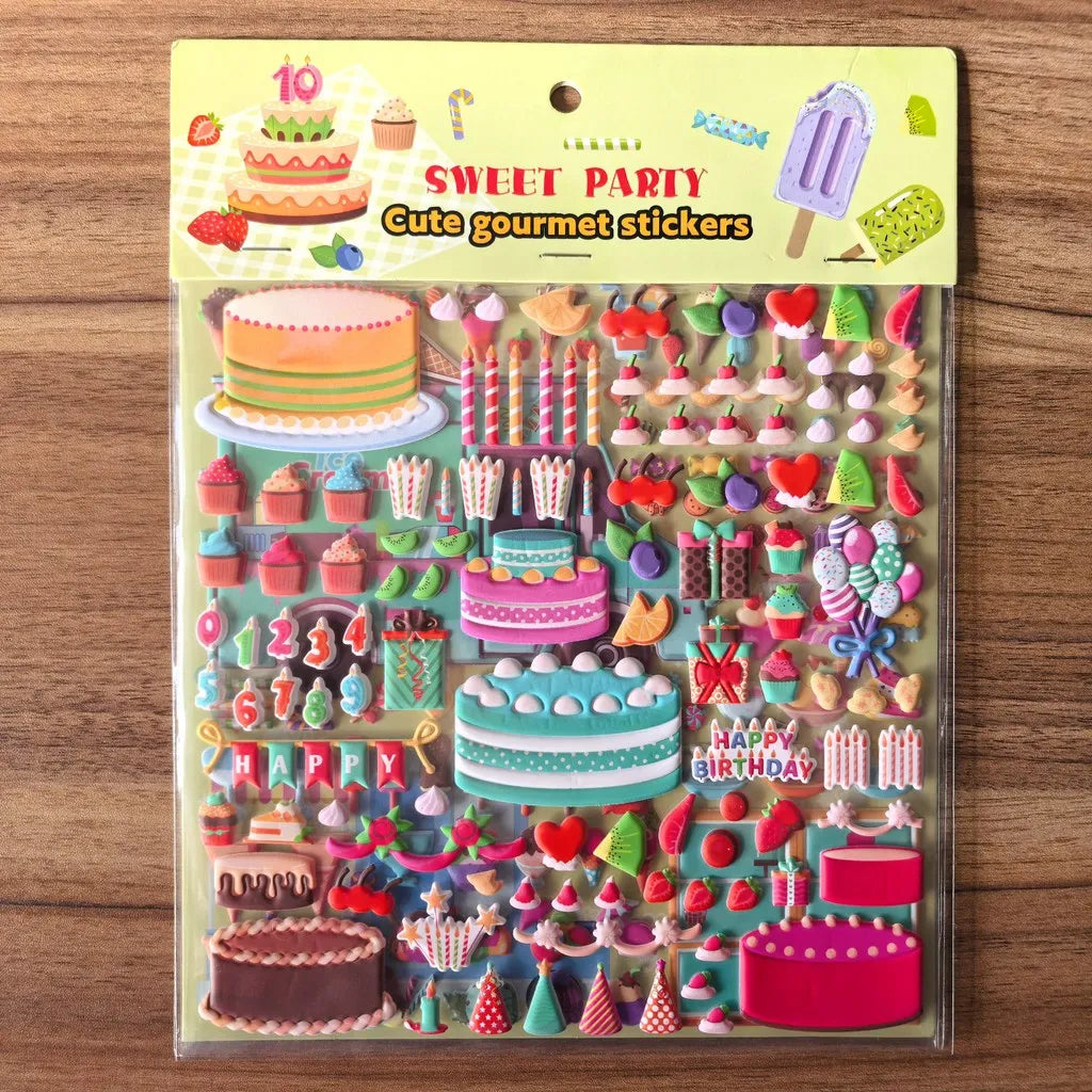 9 Styles Cute Double Layer 3D Foam Stickers | Alphabet, Cars, Food Cartoon for DIY Notebook, Journal & Phone Case Decoration
