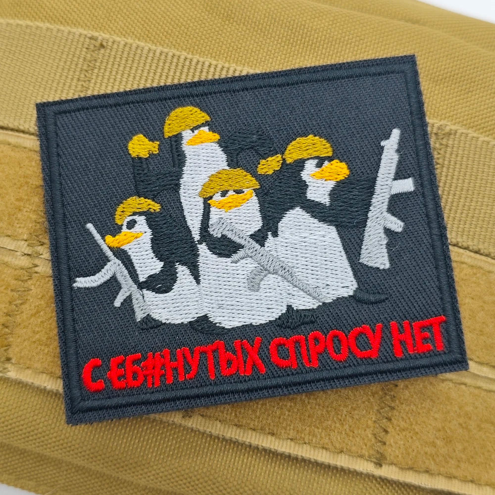 Cartoon Penguin Embroidered Velcro Patch | Tactical Applique for Clothes Bags Hats