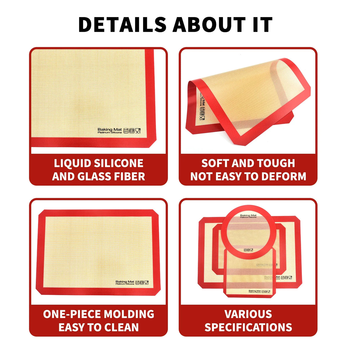 Silicone Baking Mat | Non Stick Heat Resistant Board for Kneading and Rolling