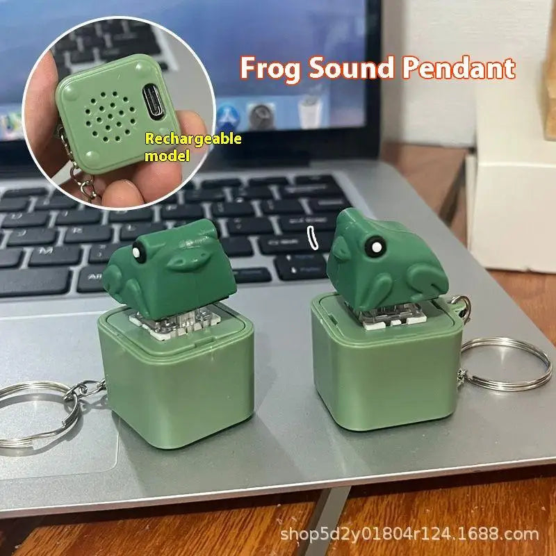 Frog Croaking Keychain Fidget Clicker | Rechargeable Sound Keyring with LED Light