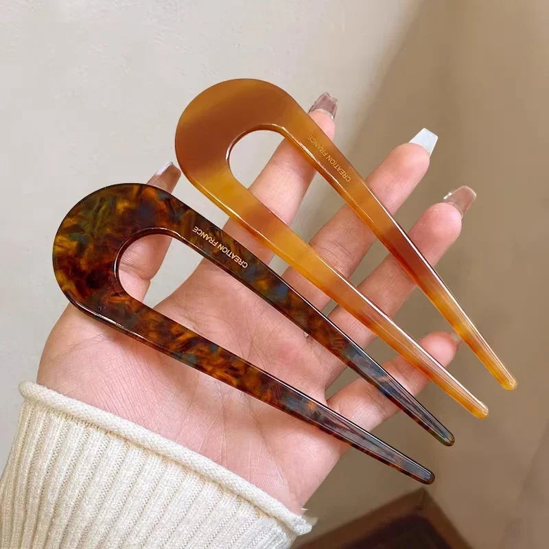 1/2/3/5pcs U-shaped Acrylic Hairpin for Women Elegant Temperament Ponytail Hair Clip Fashion Girl Hairpin