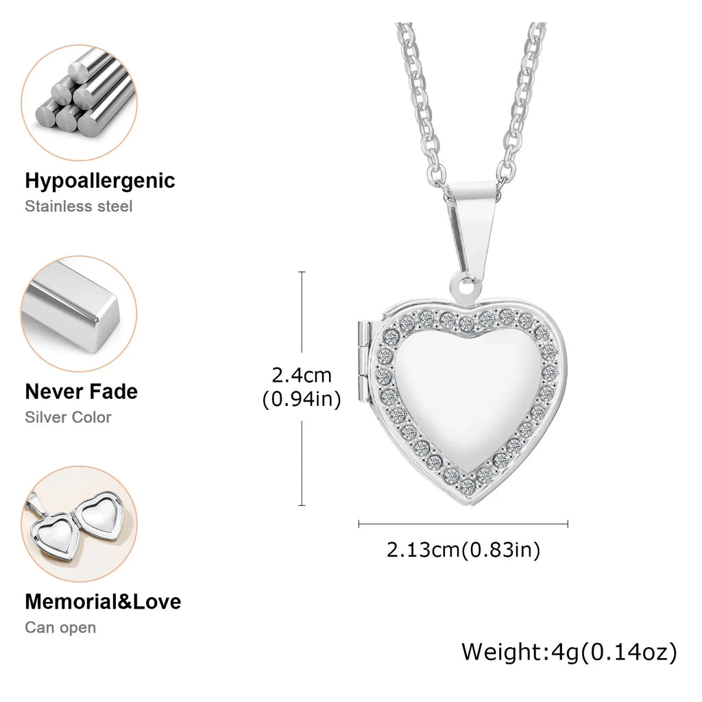 Vnox Never Fade Silver Color Stainless Steel Women Locket Pendant, Openable Heart Pendant Necklaces, Life Tree Floral Collar