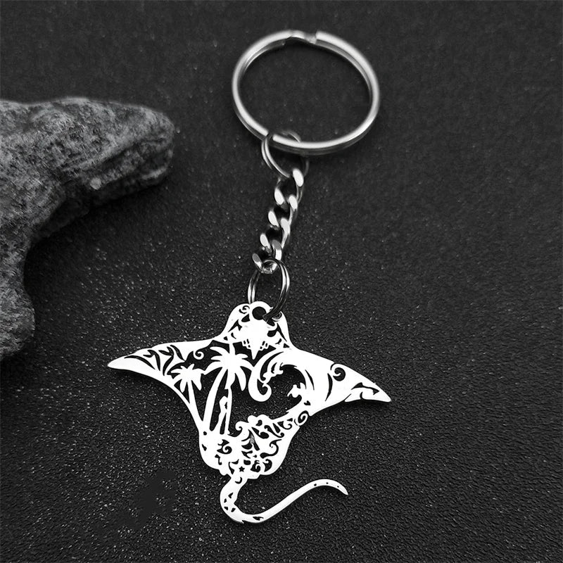 Manta Ray Sea Devil Fish Pendant Necklace | Stainless Steel Gold Silver Color Chain Jewelry