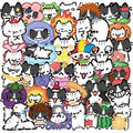 54pcs Transparent Cartoon Cat Stickers | Waterproof PET Decals for Guitar & Journals
