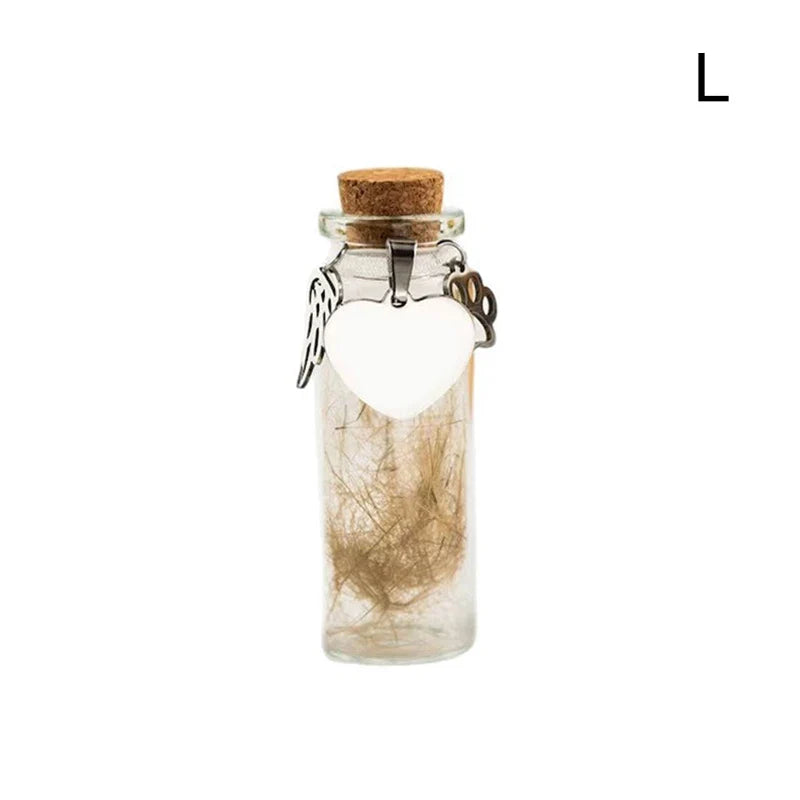 Pet Memorial Bottle Keepsake for Pet Hair Storage | Urn Container with Silver Accessories
