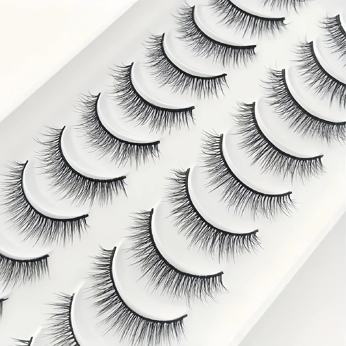 Natural Lashes 10 Pairs Extensions Strip Lashes Natural Look Slender Elongation Eyelashes 6-10mm Cat Eye False Eyelashes