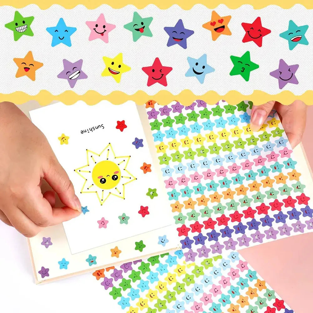 Happy Face Star Sticker Pack | Reward Stickers for Kids, DIY Craft Decorations