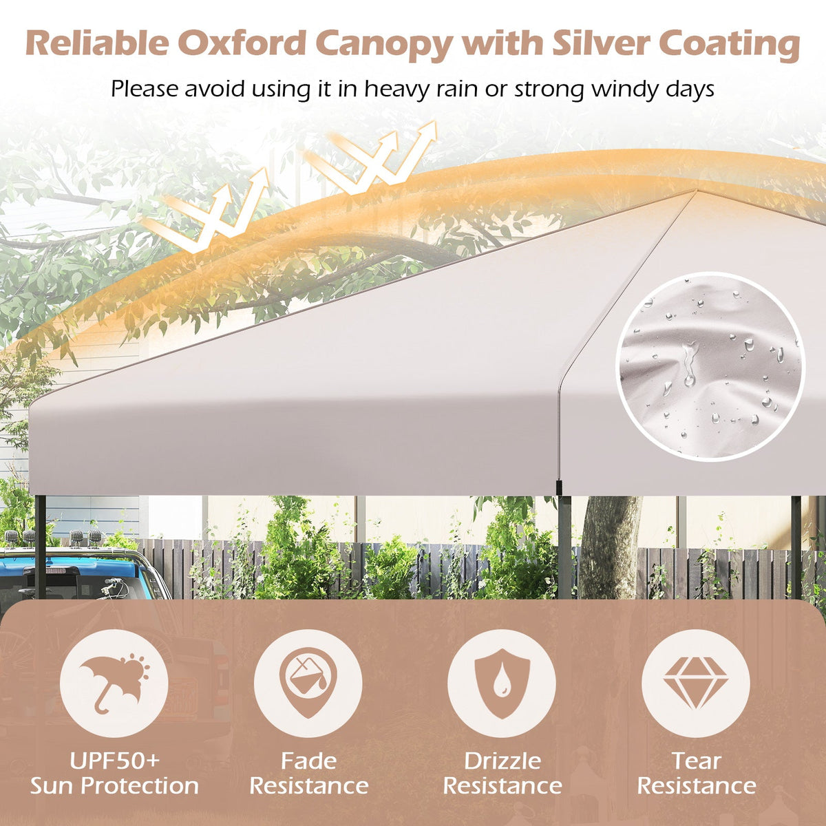 10 X 10 Feet Pop up Canopy Tent with Portable Carrying Bag and 8 Stakes