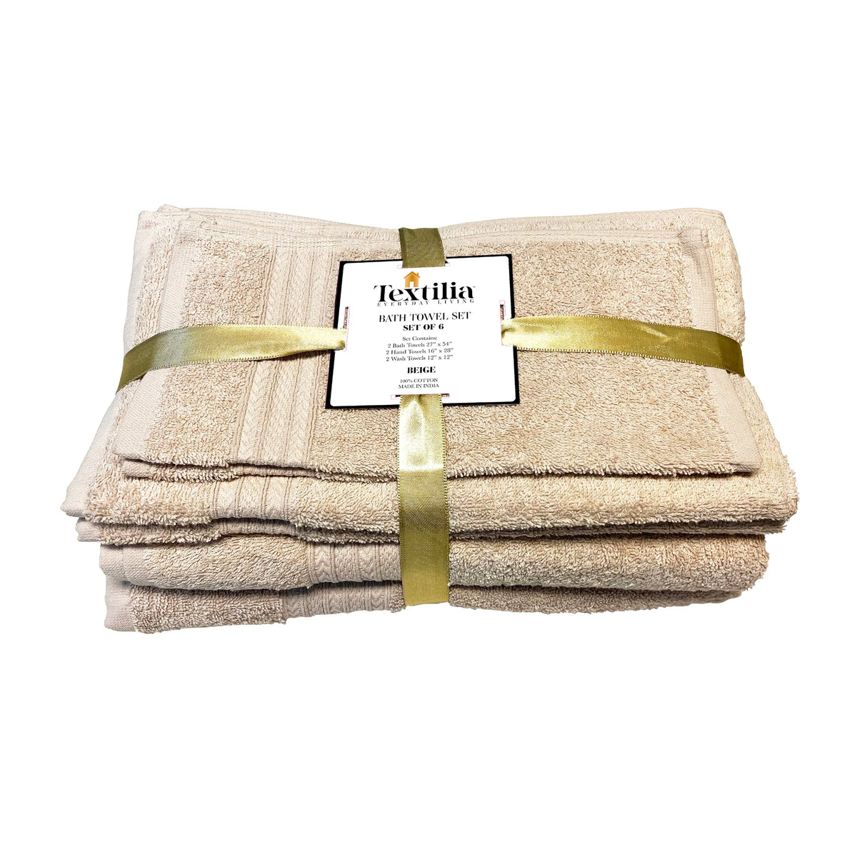 Textilia Set of 6 Bath Towel Set – Beige