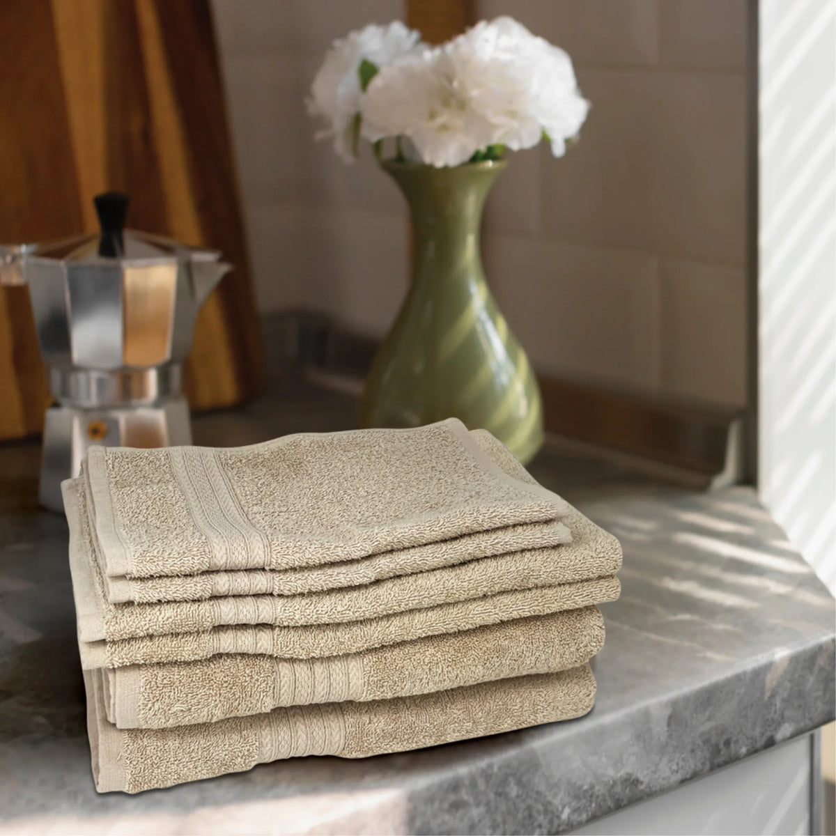 Textilia Set of 6 Bath Towel Set – Beige