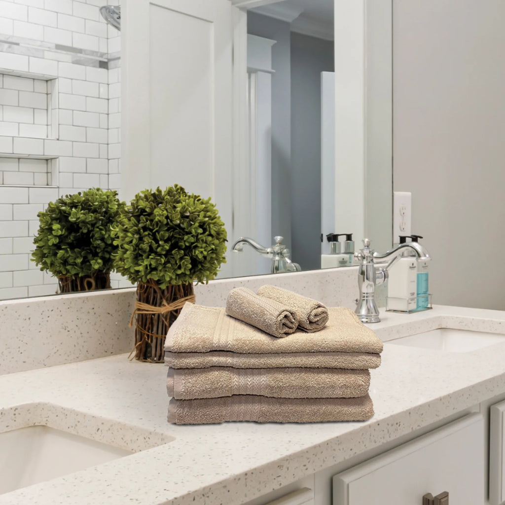 Textilia Set of 6 Bath Towel Set – Beige