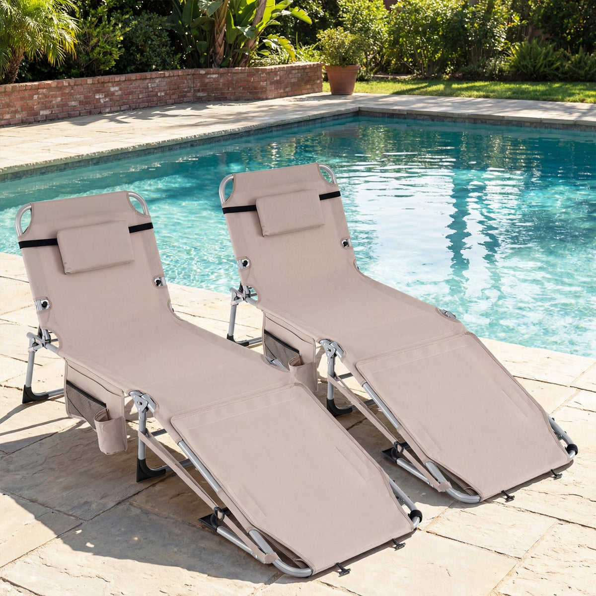 Tanning Chair with Face Arm Holes Portable Sunbathing Chair