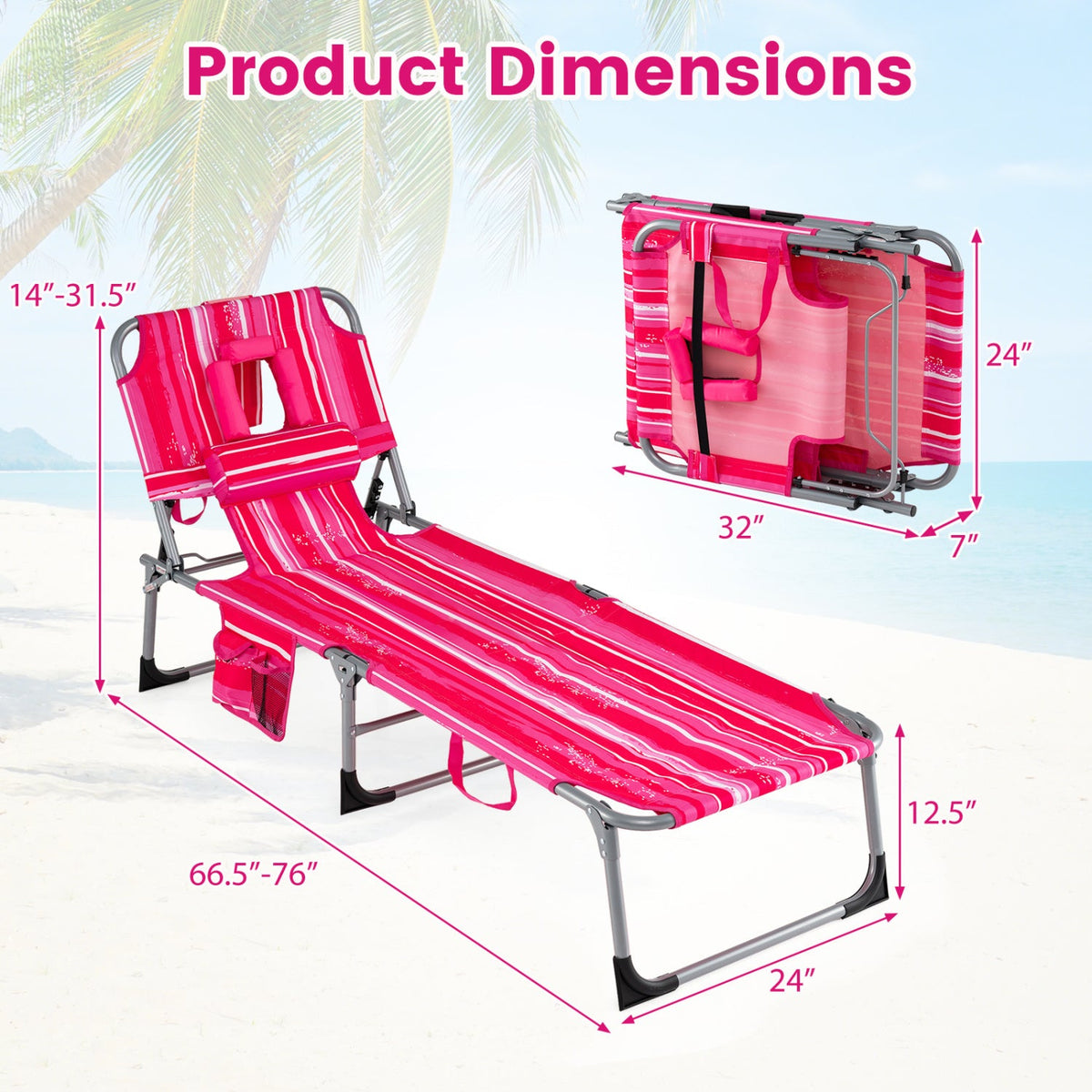 Tanning Chair with Face Arm Holes Folding Chair