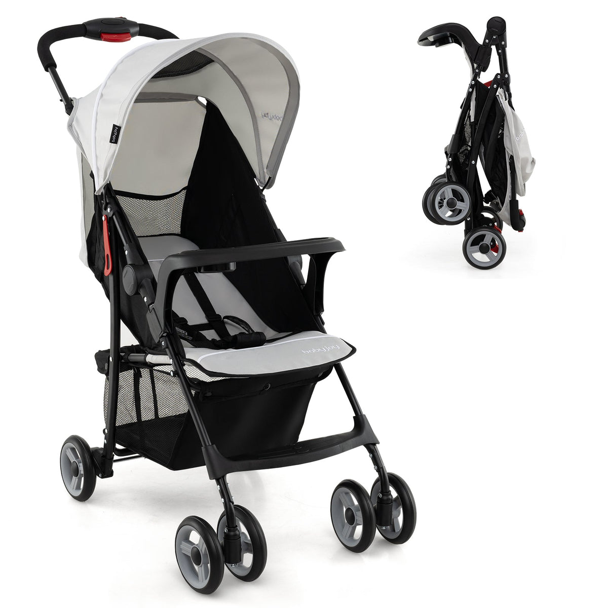 Toddler Travel Stroller for Airplane with Canopy and Adjustable Backrest