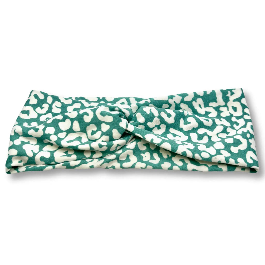 Teal Leopard Twist Knot Headband
