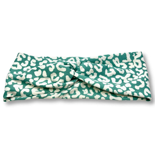 Teal Leopard Twist Knot Headband