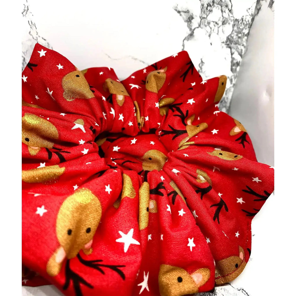 Red Reindeer Christmas Scrunchie
