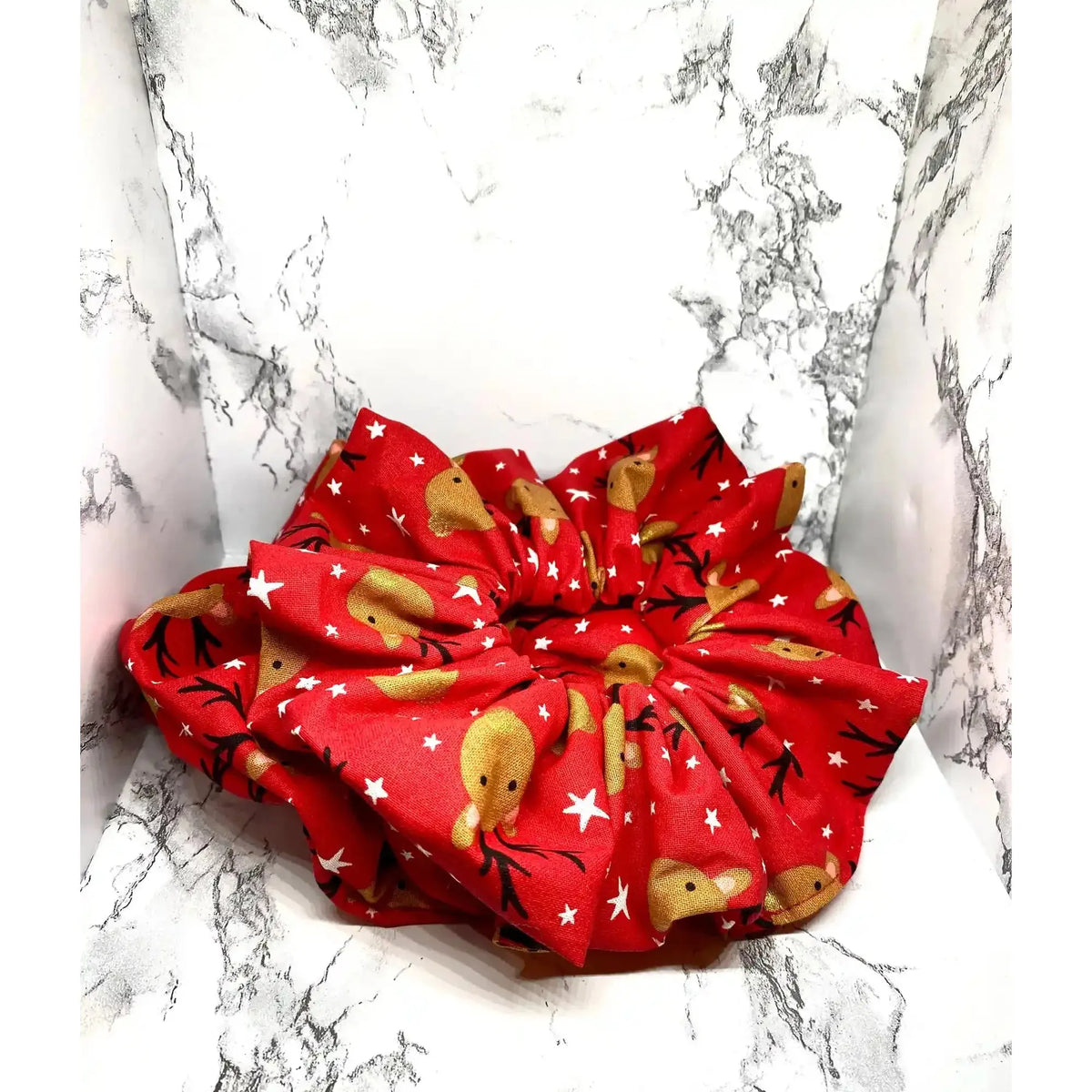Red Reindeer Christmas Scrunchie