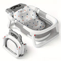 Foldable Baby Bathtub with Thermometer Soft Cushion Portable Baby Bath Tub