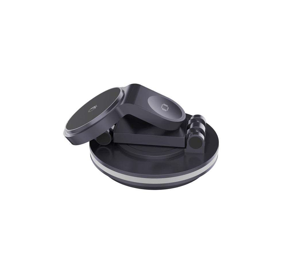 Foldable 4-in-1 Magnetic Wireless Charging Station with 7-Color Night Light for iPhone, Apple Watch & AirPods
