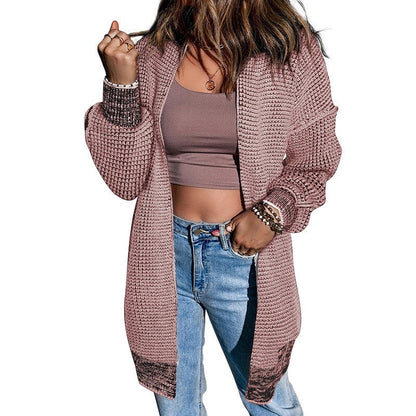 Oversized Solid Color Long Knit Sweater With Fleece Lining