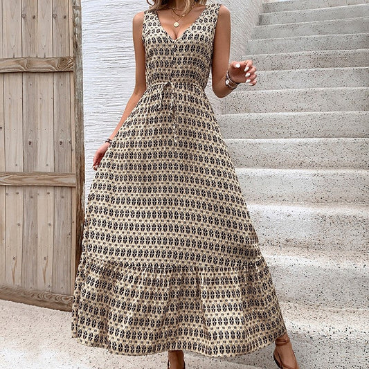 Chic Rhombus Pattern Sleeveless Dress