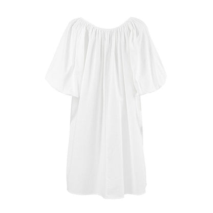 Relaxed Fit Bubble Sleeve Nightgown with Front Tie