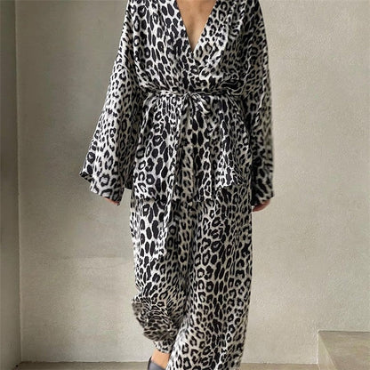 Leopard Print Long Sleeve Pajama Set