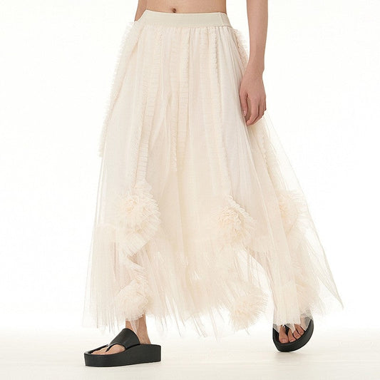 Oversized Solid Mesh Skirt