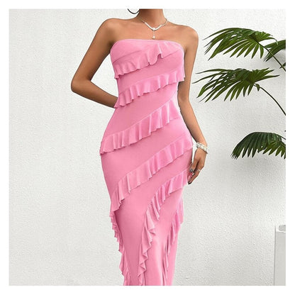Solid Color Bodycon Bandeau Dress - Chic and Stylish Fashion Choice