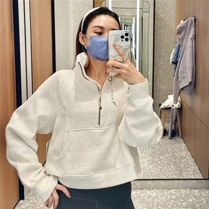 Loose-Fit Wrinkle-Resistant High-Neck Solid Color Blouse