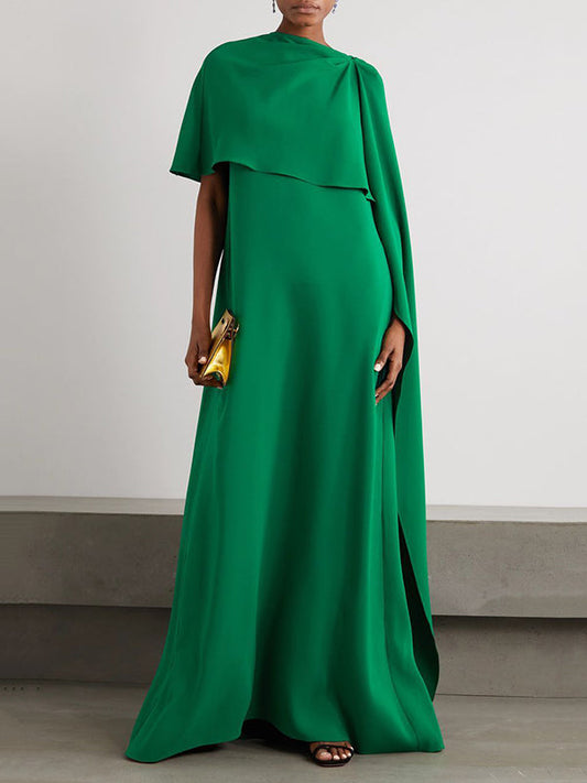 Flowy Solid Color Maxi Dress with an Asymmetric Hem