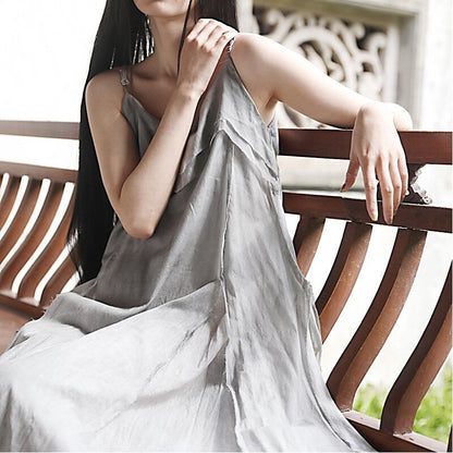 Ruffled Hem Elegant Maxi Dress in Solid Color